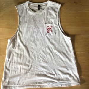white fox muscle shirt/ tank top